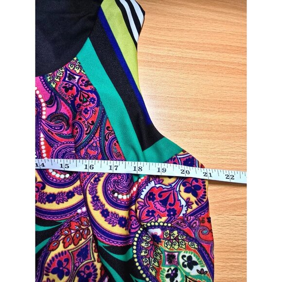 Shelby & Palmer Maxi Dress 20W Paisley Blouson Stretch Boho Pullover Tie Waist - Picture 4 of 11